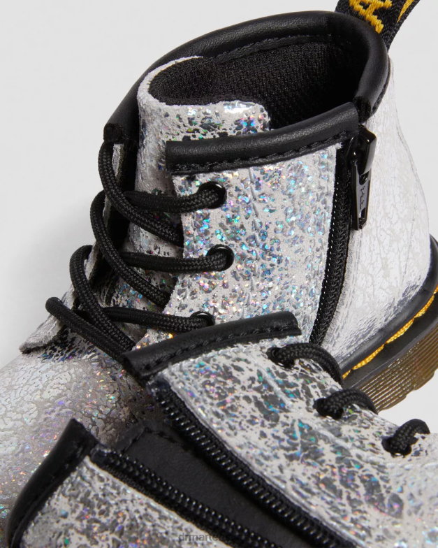 מגפי שרוכים מתכתיים 1460 לתינוקות Dr. Martens קרינקל דיסקו מטאלי אפור הַנעָלָה N8BB8399