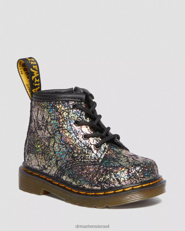 מגפי שרוכים מתכתיים 1460 לתינוקות Dr. Martens קמט דיסקו שחור הַנעָלָה N8BB8400