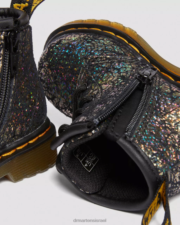 מגפי שרוכים מתכתיים 1460 לתינוקות Dr. Martens קמט דיסקו שחור הַנעָלָה N8BB8400