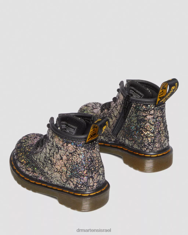 מגפי שרוכים מתכתיים 1460 לתינוקות Dr. Martens קמט דיסקו שחור הַנעָלָה N8BB8400