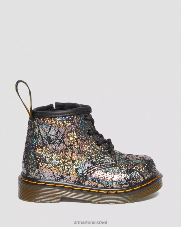 מגפי שרוכים מתכתיים 1460 לתינוקות Dr. Martens קמט דיסקו שחור הַנעָלָה N8BB8400