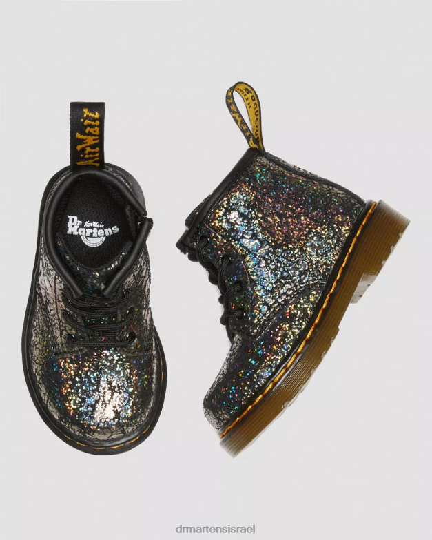 מגפי שרוכים מתכתיים 1460 לתינוקות Dr. Martens קמט דיסקו שחור הַנעָלָה N8BB8400