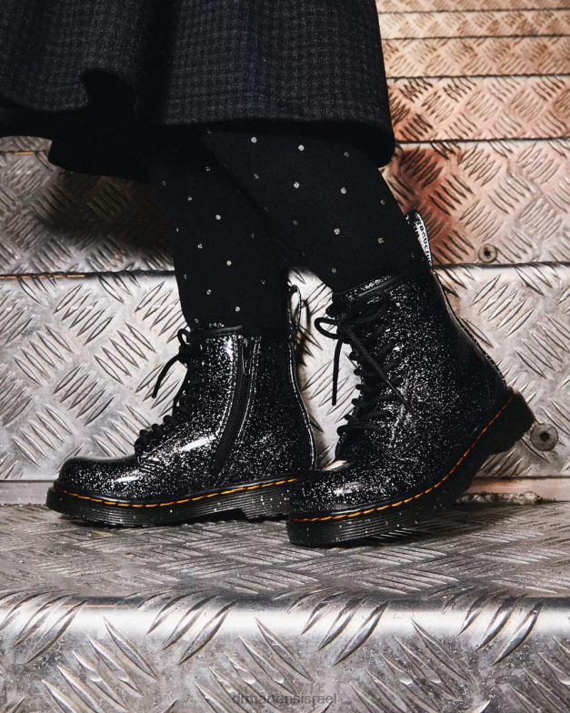 מגפי שרוכים נצנצים לפעוטות 1460 Dr. Martens נצנצים קוסמיים שחורים הַנעָלָה N8BB8403