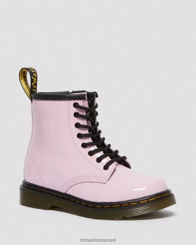 מגפי שרוכים מעור לקט לפעוט 1460 Dr. Martens לוצידו ורוד בהיר ומנורת פטנט הַנעָלָה N8BB8407
