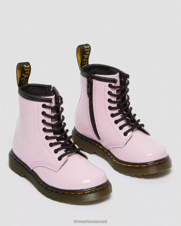 מגפי שרוכים מעור לקט לפעוט 1460 Dr. Martens לוצידו ורוד בהיר ומנורת פטנט הַנעָלָה N8BB8407