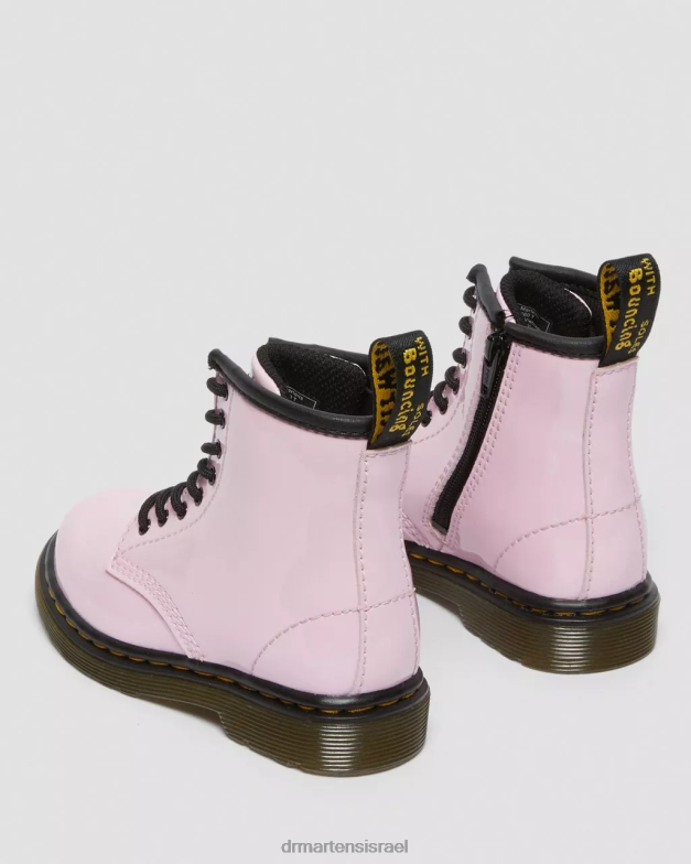 מגפי שרוכים מעור לקט לפעוט 1460 Dr. Martens לוצידו ורוד בהיר ומנורת פטנט הַנעָלָה N8BB8407