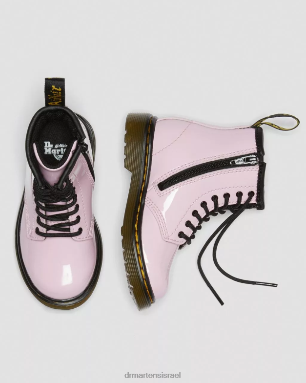 מגפי שרוכים מעור לקט לפעוט 1460 Dr. Martens לוצידו ורוד בהיר ומנורת פטנט הַנעָלָה N8BB8407