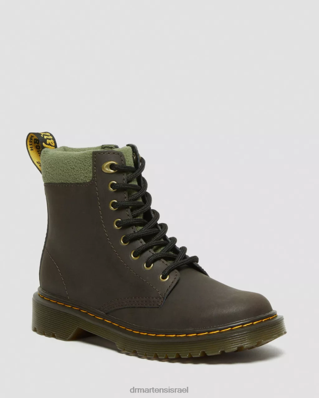 מגפי שרוכים עם צווארון 1460 לפעוטות Dr. Martens חום כהה וחאקי הַנעָלָה N8BB8411