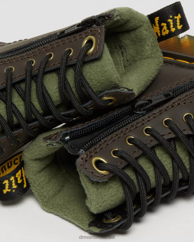 מגפי שרוכים עם צווארון 1460 לפעוטות Dr. Martens חום כהה וחאקי הַנעָלָה N8BB8411