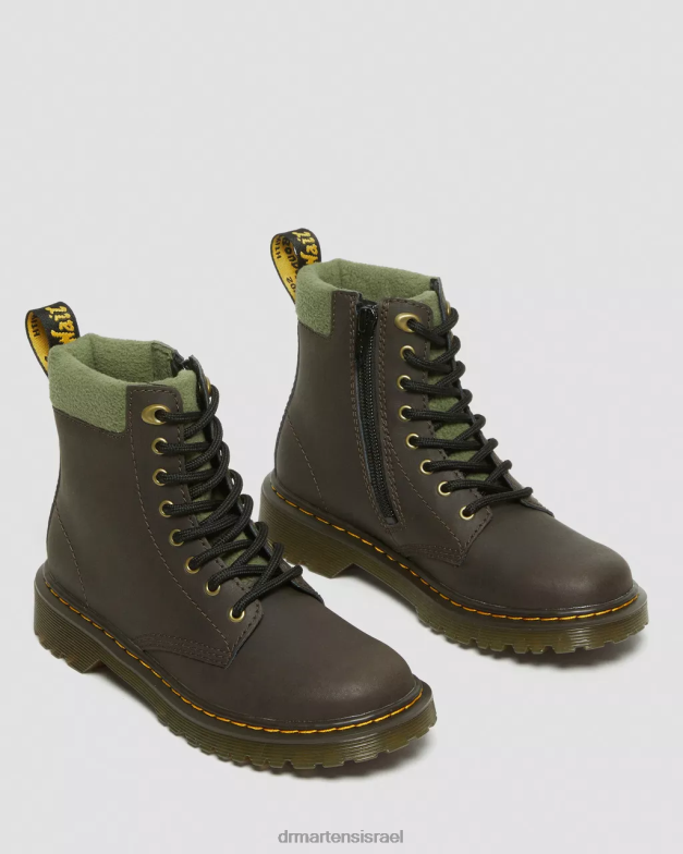 מגפי שרוכים עם צווארון 1460 לפעוטות Dr. Martens חום כהה וחאקי הַנעָלָה N8BB8411