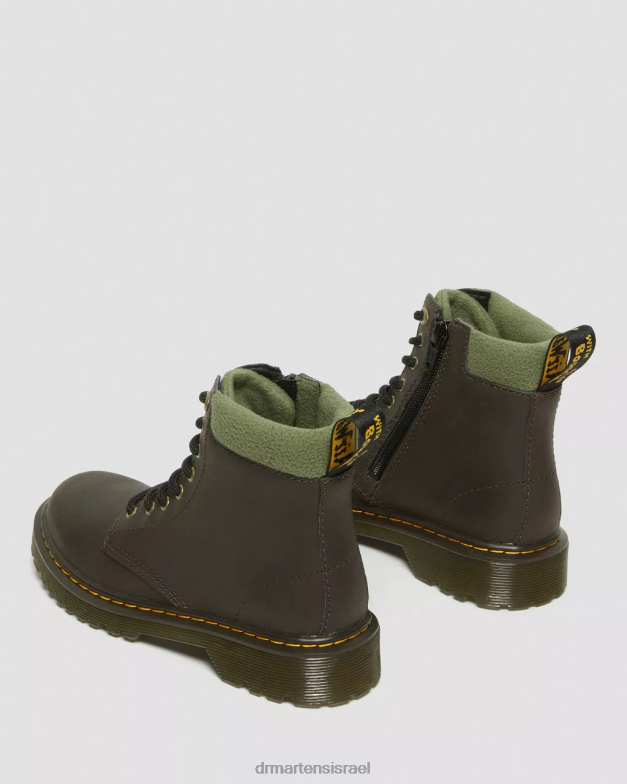 מגפי שרוכים עם צווארון 1460 לפעוטות Dr. Martens חום כהה וחאקי הַנעָלָה N8BB8411