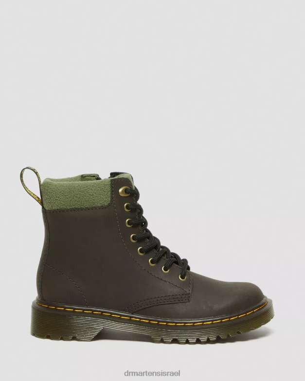 מגפי שרוכים עם צווארון 1460 לפעוטות Dr. Martens חום כהה וחאקי הַנעָלָה N8BB8411