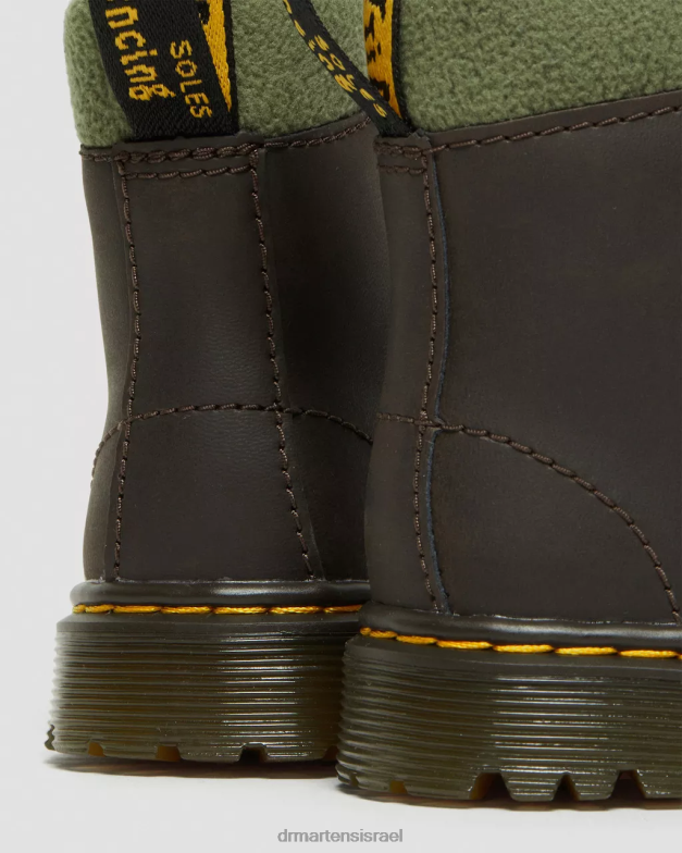 מגפי שרוכים עם צווארון 1460 לפעוטות Dr. Martens חום כהה וחאקי הַנעָלָה N8BB8411