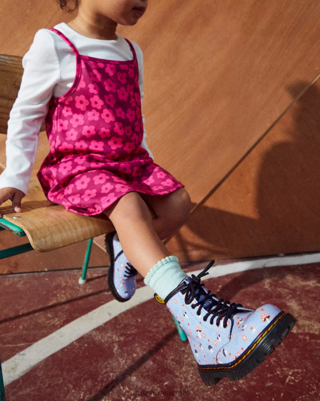 מגפי שרוכים בפטנט 1460 לפעוטות Dr. Martens זן כחול לוצידו ומנורת פטנטים הַנעָלָה N8BB8412