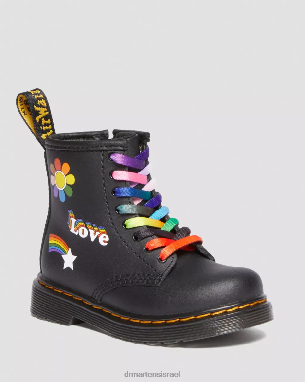 פעוט 1460 למגפי שרוכים מעור גאווה Dr. Martens הידרו שחור הַנעָלָה N8BB8416