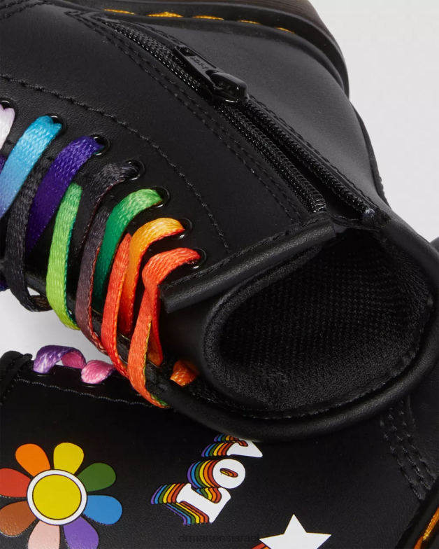 פעוט 1460 למגפי שרוכים מעור גאווה Dr. Martens הידרו שחור הַנעָלָה N8BB8416