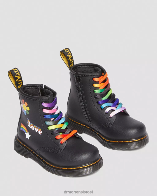 פעוט 1460 למגפי שרוכים מעור גאווה Dr. Martens הידרו שחור הַנעָלָה N8BB8416