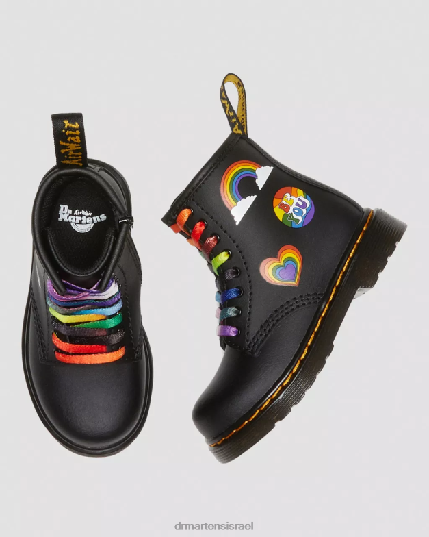 פעוט 1460 למגפי שרוכים מעור גאווה Dr. Martens הידרו שחור הַנעָלָה N8BB8416