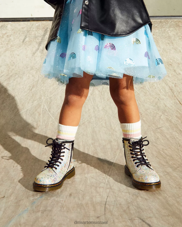 מגפי שרוכים מתכתיים לפעוט 1460 Dr. Martens קרינקל דיסקו מטאלי אפור הַנעָלָה N8BB8417