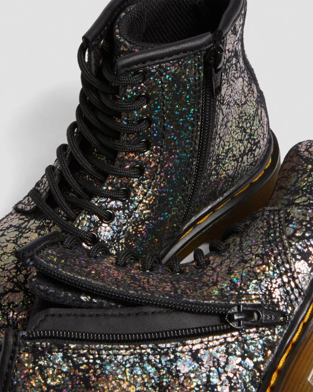 מגפי שרוכים מתכתיים לפעוט 1460 Dr. Martens קמט דיסקו שחור הַנעָלָה N8BB8419