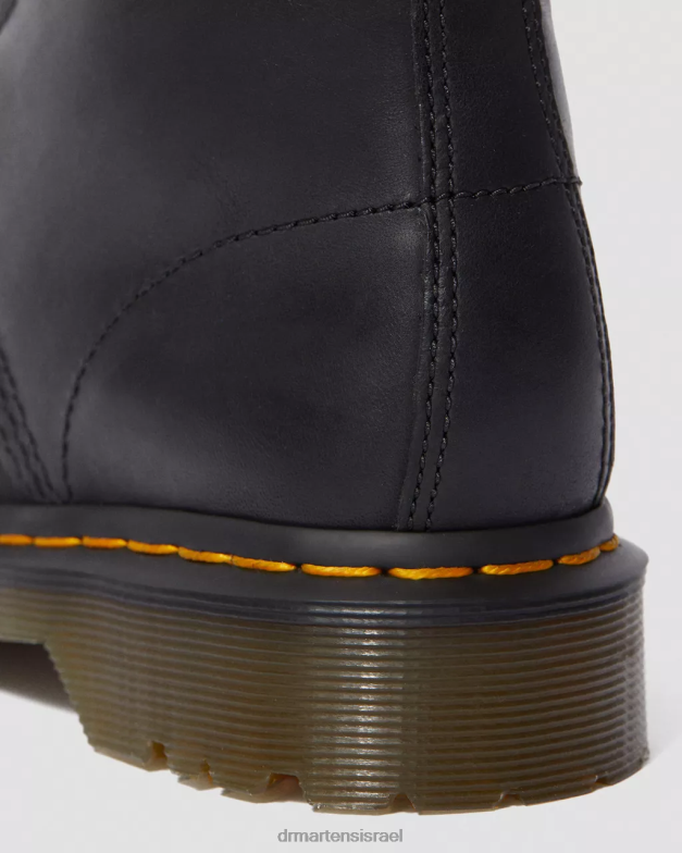 מגפי שרוכים בקו פרווה מלאכותית 1460 Dr. Martens ויומינג מבריק שחור הַנעָלָה N8BB841