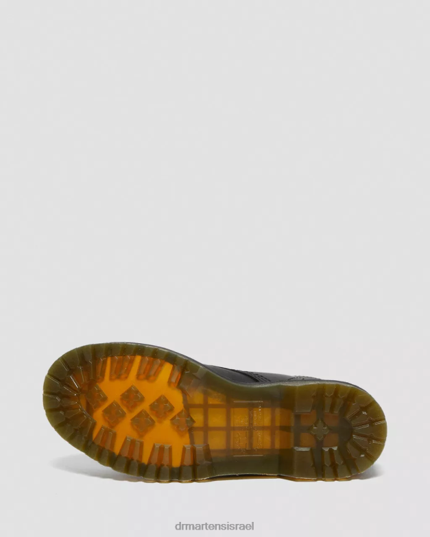 מגפי שרוכים בקו פרווה מלאכותית 1460 Dr. Martens ויומינג מבריק שחור הַנעָלָה N8BB841