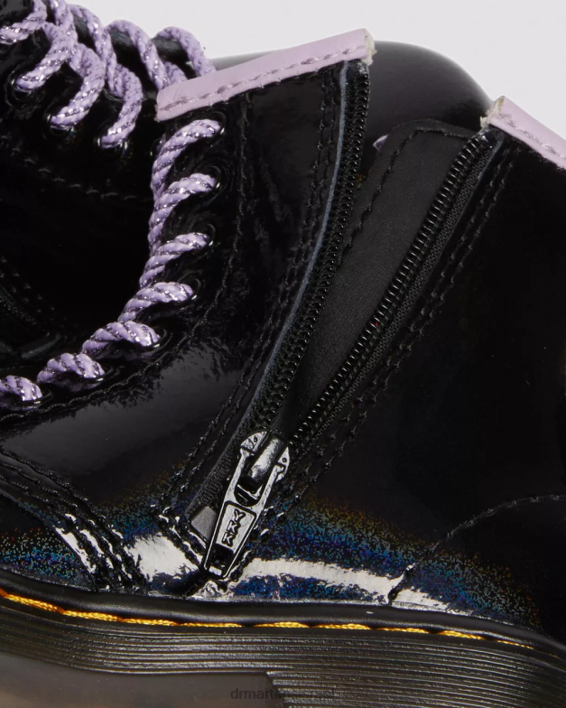 מגפי שרוך לב לפעוט 1460 שימר Dr. Martens שימר גלקסי שחור ולילך הַנעָלָה N8BB8422