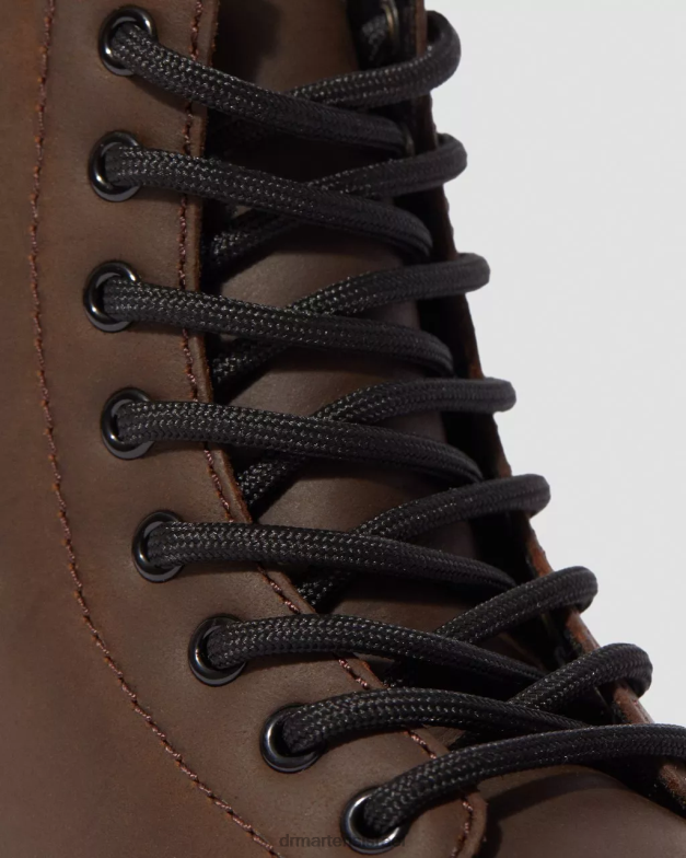 מגפי שרוכים בשורה של פרווה מלאכותית ג'וניור 1460 Dr. Martens מוהוק חום כהה הַנעָלָה N8BB8452