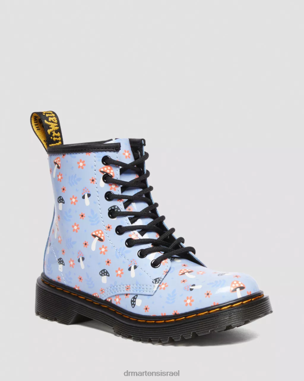 מגפי שרוכים מעץ ג'וניור 1460 פטנט Dr. Martens זן כחול לוצידו ומנורת פטנטים הַנעָלָה N8BB8456