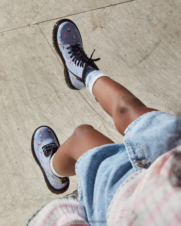 מגפי שרוכים מעץ ג'וניור 1460 פטנט Dr. Martens זן כחול לוצידו ומנורת פטנטים הַנעָלָה N8BB8456