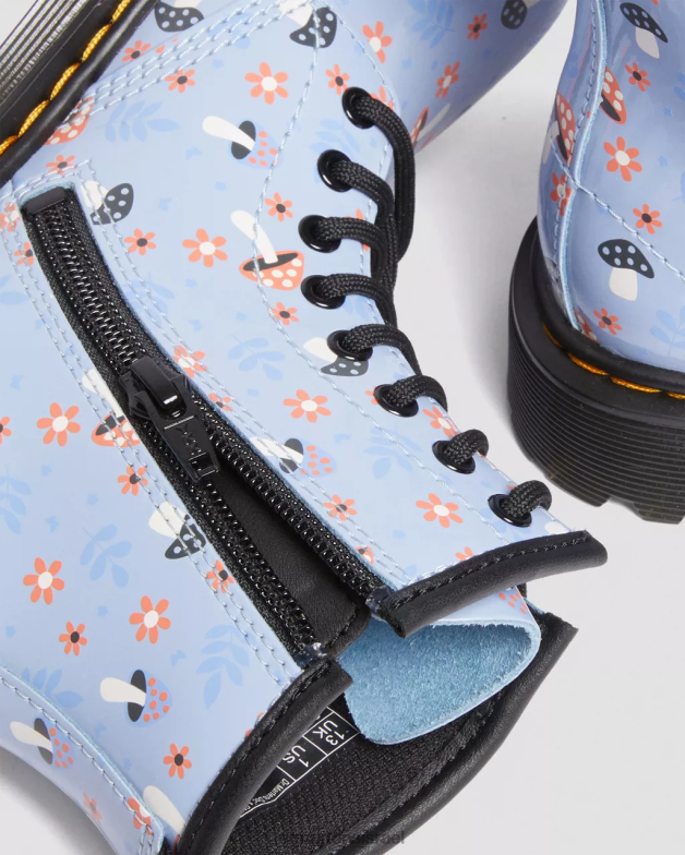 מגפי שרוכים מעץ ג'וניור 1460 פטנט Dr. Martens זן כחול לוצידו ומנורת פטנטים הַנעָלָה N8BB8456