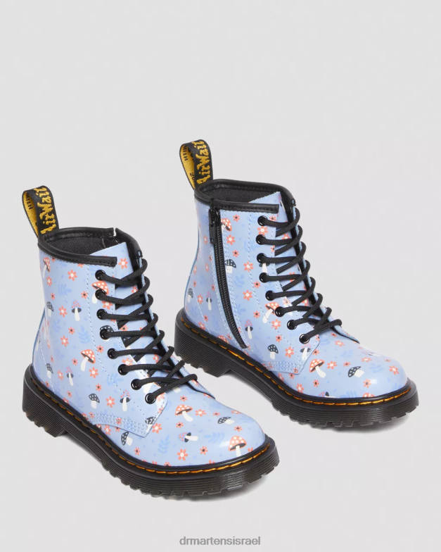 מגפי שרוכים מעץ ג'וניור 1460 פטנט Dr. Martens זן כחול לוצידו ומנורת פטנטים הַנעָלָה N8BB8456