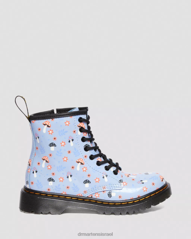 מגפי שרוכים מעץ ג'וניור 1460 פטנט Dr. Martens זן כחול לוצידו ומנורת פטנטים הַנעָלָה N8BB8456