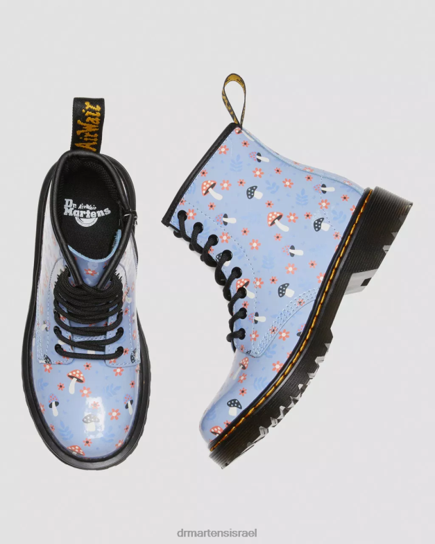 מגפי שרוכים מעץ ג'וניור 1460 פטנט Dr. Martens זן כחול לוצידו ומנורת פטנטים הַנעָלָה N8BB8456