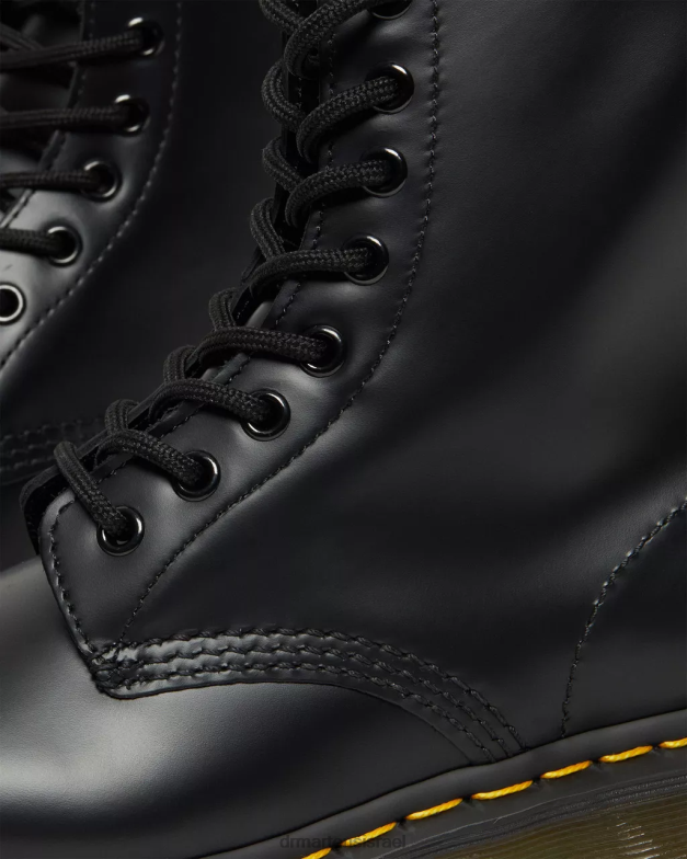 מגפי שרוכים מעור חלק 1460 Dr. Martens שחור חלק הַנעָלָה N8BB84