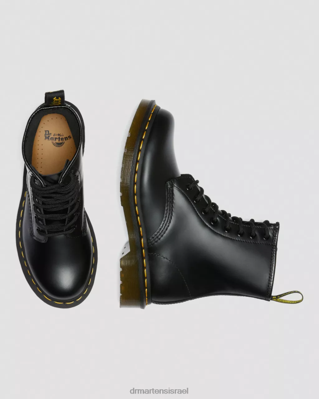 מגפי שרוכים מעור חלק 1460 Dr. Martens שחור חלק הַנעָלָה N8BB84