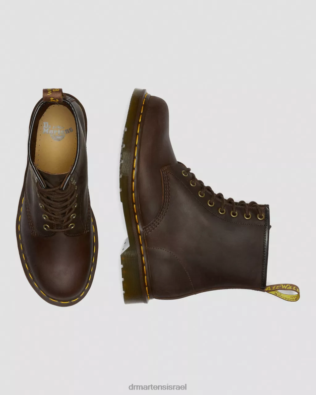 מגפי שרוכים מעור סוס מטורף 1460 Dr. Martens סוס חום מטורף הַנעָלָה N8BB856