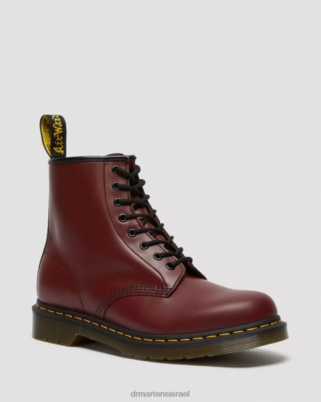מגפי שרוכים מעור חלק 1460 Dr. Martens אדום דובדבן חלק הַנעָלָה N8BB860