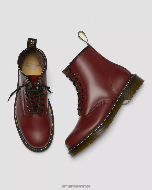 מגפי שרוכים מעור חלק 1460 Dr. Martens אדום דובדבן חלק הַנעָלָה N8BB860