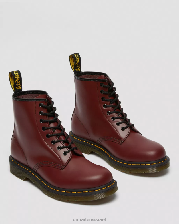 מגפי שרוכים מעור חלק 1460 Dr. Martens אדום דובדבן חלק הַנעָלָה N8BB860