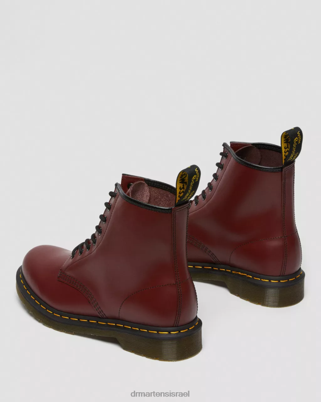 מגפי שרוכים מעור חלק 1460 Dr. Martens אדום דובדבן חלק הַנעָלָה N8BB860