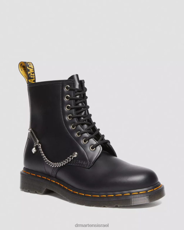 מגפי שרוכים מעור סברובסקי 1460 Dr. Martens שחור חלק הַנעָלָה N8BB873
