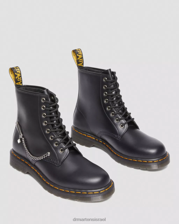 מגפי שרוכים מעור סברובסקי 1460 Dr. Martens שחור חלק הַנעָלָה N8BB873