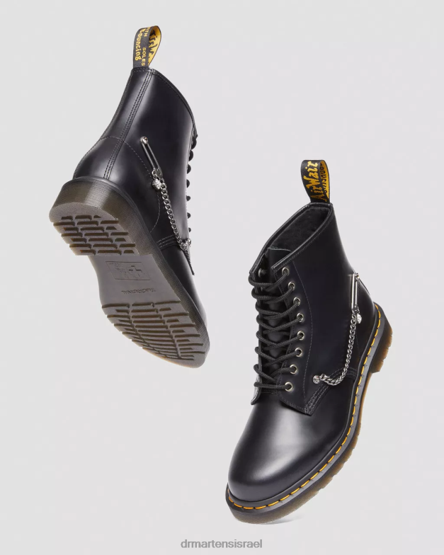 מגפי שרוכים מעור סברובסקי 1460 Dr. Martens שחור חלק הַנעָלָה N8BB873