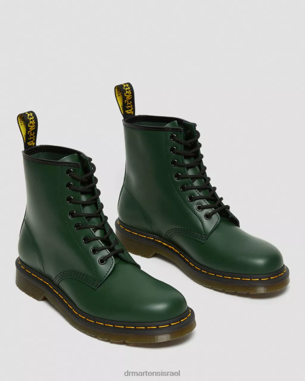 מגפי שרוכים מעור חלק 1460 Dr. Martens ירוק חלק הַנעָלָה N8BB879