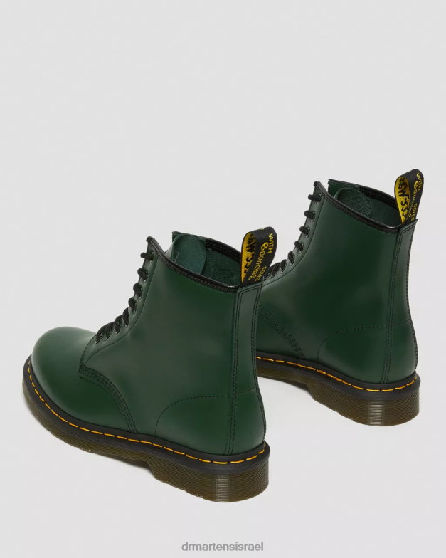 מגפי שרוכים מעור חלק 1460 Dr. Martens ירוק חלק הַנעָלָה N8BB879