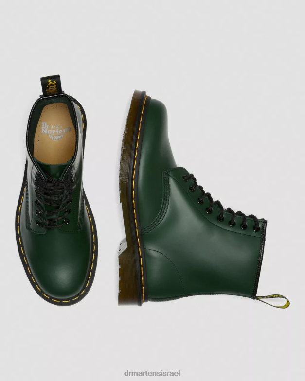 מגפי שרוכים מעור חלק 1460 Dr. Martens ירוק חלק הַנעָלָה N8BB879