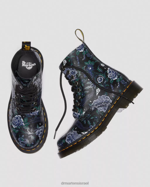 מגפי שרוכים פרחוניים מבית פסקל 1460 Dr. Martens צללית פרחונית פנטום שחורה הַנעָלָה N8BB888