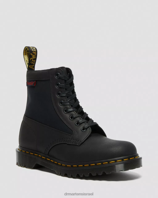 פאנל 1460 עשוי מגפי שרוכים מעור אנגליה Dr. Martens מזח שחור ואוורור הַנעָלָה N8BB899