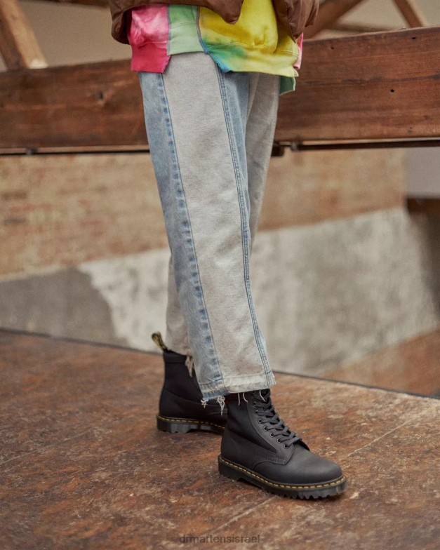 פאנל 1460 עשוי מגפי שרוכים מעור אנגליה Dr. Martens מזח שחור ואוורור הַנעָלָה N8BB899